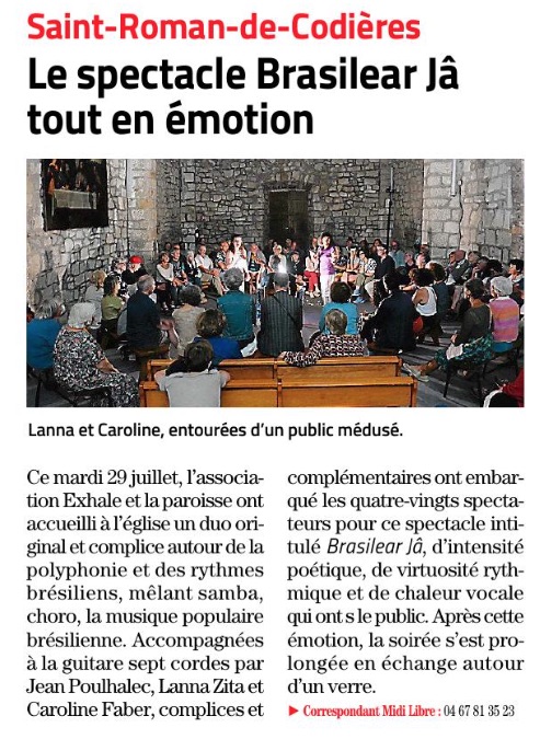 Article compte rendu concert Bralisear